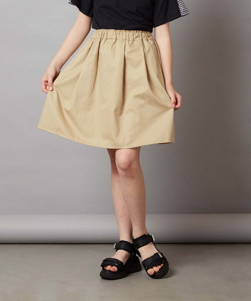 a.v.v（アーヴェヴェ）の「[140-150]タック＆ギャザーフレアスカート（スカート・キッズ・ブルー/ブラック/ベージュ・140/150）」の12枚目の写真