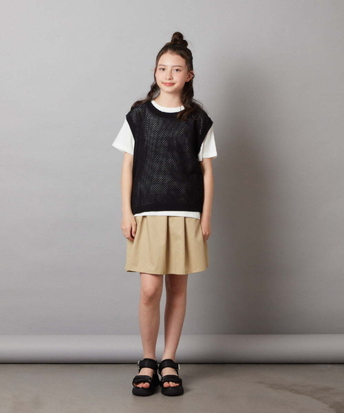 a.v.v（アーヴェヴェ）の「[140-150]タック＆ギャザーフレアスカート（スカート・キッズ・ブルー/ブラック/ベージュ・140/150）」の11枚目の写真