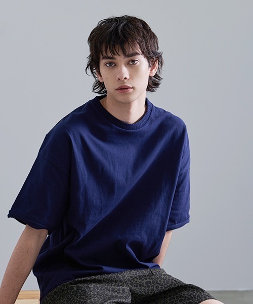 Revo.（レボ）の「Revo. 20/2 OE天竺 リブ SS Tee（Tシャツ/カットソー・メンズ・ネイビー/スモークグレー/カーキ/ホワイト・2/1）」の7枚目の写真