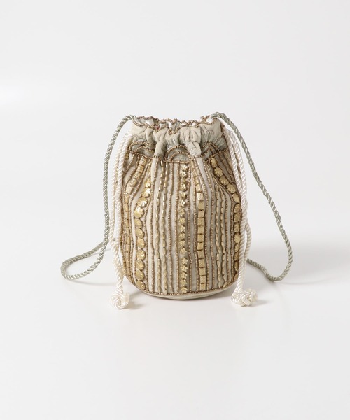 URBAN RESEARCH DOORS（アーバンリサーチドアーズ）の「インドビーズ巾着バッグ（ショルダーバッグ・レディース・ブラック/アイボリー/ホワイト系その他・ONE）」の3枚目の写真