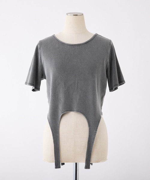 one after another NICE CLAUP(ワンアフターアナザーナイスクラップ)の「ガーターデザイントップス(Tシャツ/カットソー・レディース・アイボリー/ベージュ系その他/チャコールグレー・FREE)」の19枚目の写真