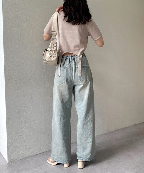 one after another NICE CLAUP(ワンアフターアナザーナイスクラップ)の「ガーターデザイントップス(Tシャツ/カットソー・レディース・アイボリー/ベージュ系その他/チャコールグレー・FREE)」の11枚目の写真