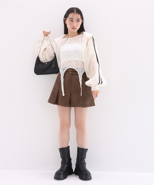 one after another NICE CLAUP(ワンアフターアナザーナイスクラップ)の「ガーターデザイントップス(Tシャツ/カットソー・レディース・アイボリー/ベージュ系その他/チャコールグレー・FREE)」の15枚目の写真