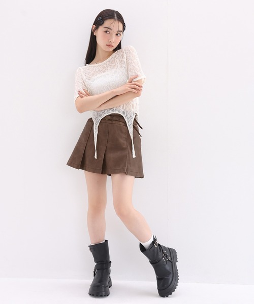 one after another NICE CLAUP(ワンアフターアナザーナイスクラップ)の「ガーターデザイントップス(Tシャツ/カットソー・レディース・アイボリー/ベージュ系その他/チャコールグレー・FREE)」の16枚目の写真