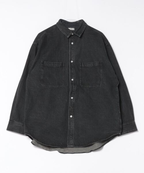 LOWRYS FARM（ローリーズファーム）の「デニムシャツＬ／Ｓ　136885（シャツ/ブラウス・メンズ・ブラック/ケミカルウォッシュ/ブラック系その他・MEDIUM/LARGE）」の2枚目の写真