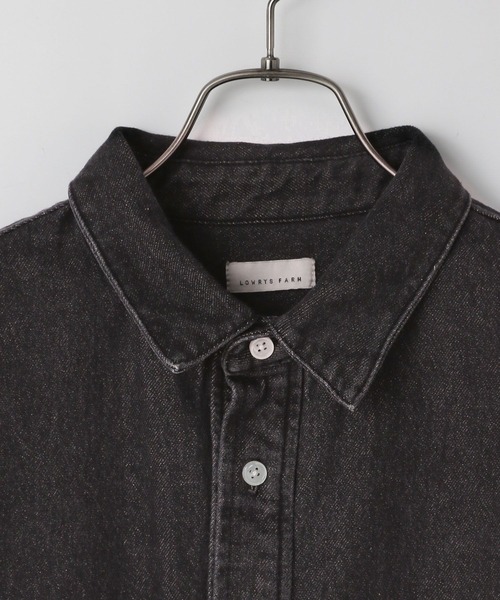 LOWRYS FARM（ローリーズファーム）の「デニムシャツＬ／Ｓ　136885（シャツ/ブラウス・メンズ・ブラック/ケミカルウォッシュ/ブラック系その他・MEDIUM/LARGE）」の4枚目の写真