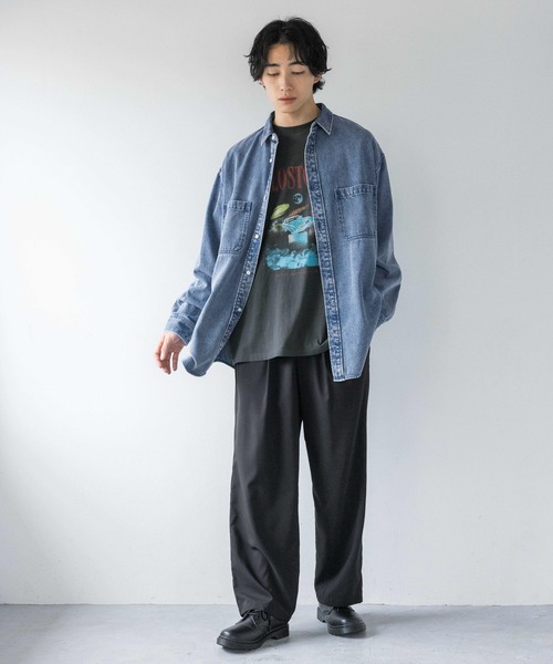 LOWRYS FARM（ローリーズファーム）の「デニムシャツＬ／Ｓ　136885（シャツ/ブラウス・メンズ・ブラック/ケミカルウォッシュ/ブラック系その他・MEDIUM/LARGE）」の14枚目の写真