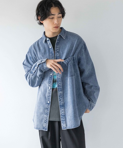 LOWRYS FARM（ローリーズファーム）の「デニムシャツＬ／Ｓ　136885（シャツ/ブラウス・メンズ・ブラック/ケミカルウォッシュ/ブラック系その他・MEDIUM/LARGE）」の17枚目の写真
