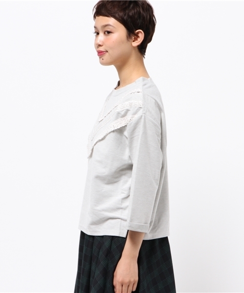 mystic（ミスティック）の「【mystic】テープ使いプルオーバー（Tシャツ/カットソー・レディース・オフホワイト/カーキ/ブラック/ネイビー・ﾌﾘ-）」の6枚目の写真