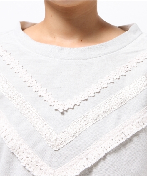 mystic（ミスティック）の「【mystic】テープ使いプルオーバー（Tシャツ/カットソー・レディース・オフホワイト/カーキ/ブラック/ネイビー・ﾌﾘ-）」の8枚目の写真