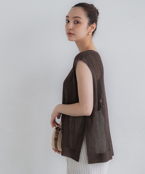 coca（coca）（コカ）の「クロスチェーンニットジレ（ベスト・レディース・ブラック/アイボリー/ライトベージュ/ブラウン/ベージュ・M/L/S）」の21枚目の写真
