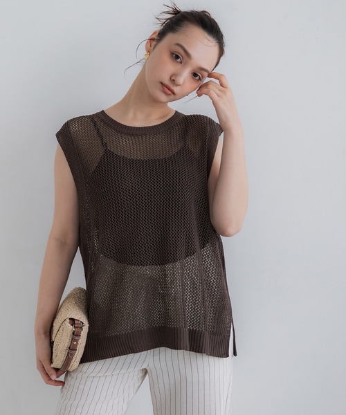 coca（coca）（コカ）の「クロスチェーンニットジレ（ベスト・レディース・ブラック/アイボリー/ライトベージュ/ブラウン/ベージュ・M/L/S）」の20枚目の写真