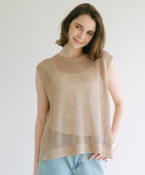 coca（coca）（コカ）の「クロスチェーンニットジレ（ベスト・レディース・ブラック/アイボリー/ライトベージュ/ブラウン/ベージュ・M/L/S）」の19枚目の写真