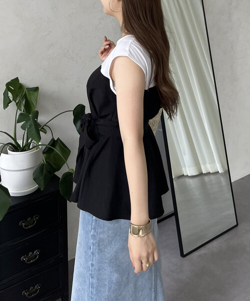 prose verse(プロズヴェール)の「ペプラム2wayビスチェドッキングフレンチトップス(Tシャツ/カットソー・レディース・ベージュ系その他/ブラック・LARGE/MEDIUM)」の14枚目の写真