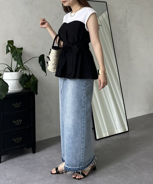 prose verse(プロズヴェール)の「ペプラム2wayビスチェドッキングフレンチトップス(Tシャツ/カットソー・レディース・ベージュ系その他/ブラック・LARGE/MEDIUM)」の20枚目の写真