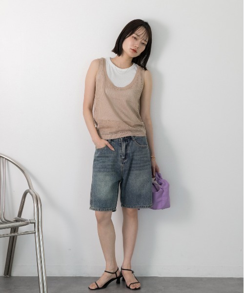 ad thie(アドティエ)の「透かし編み ニットタンクトップ(タンクトップ・レディース・オフホワイト/ベージュ/ブラック/グリーン・FREE)」の21枚目の写真
