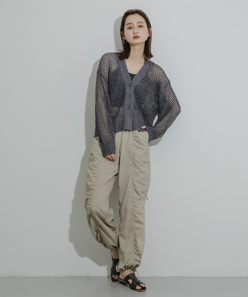 HEYUMM（ヘユム）の「スパンコールメッシュカーディガン（カーディガン/ボレロ・レディース・イエロー/アイボリー/チャコールグレー・ONE）」の8枚目の写真