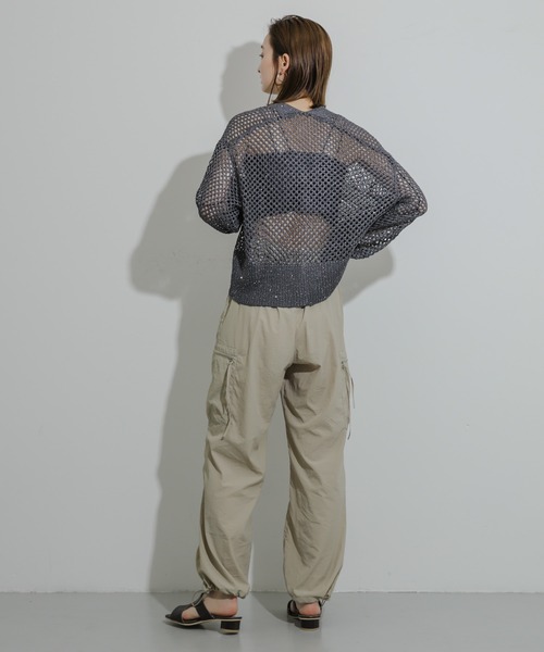 HEYUMM（ヘユム）の「スパンコールメッシュカーディガン（カーディガン/ボレロ・レディース・イエロー/アイボリー/チャコールグレー・ONE）」の7枚目の写真