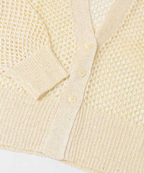 HEYUMM（ヘユム）の「スパンコールメッシュカーディガン（カーディガン/ボレロ・レディース・イエロー/アイボリー/チャコールグレー・ONE）」の14枚目の写真