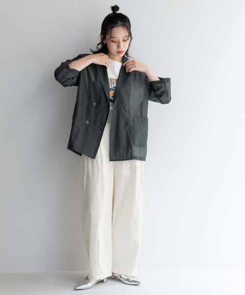 LOWRYS FARM（ローリーズファーム）の「シアーＪＫ　138710（テーラードジャケット・レディース・アイボリー/パープル/チャコールグレー・FREE）」の4枚目の写真