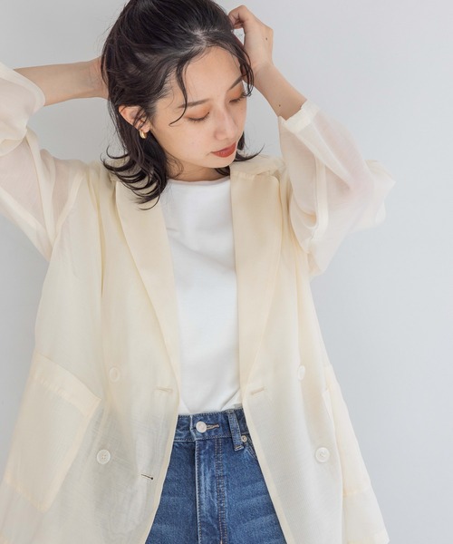 LOWRYS FARM（ローリーズファーム）の「シアーＪＫ　138710（テーラードジャケット・レディース・アイボリー/パープル/チャコールグレー・FREE）」の8枚目の写真