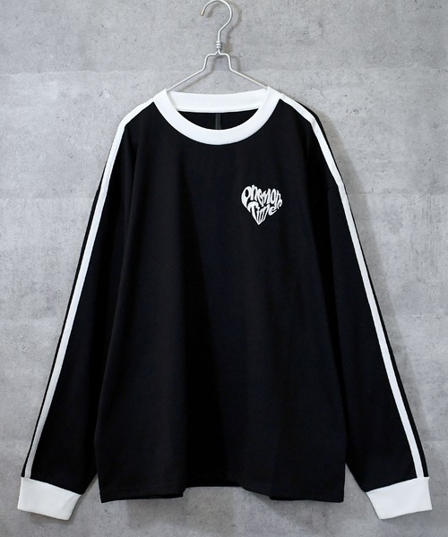 Ritzy(リッツィー)の「oversize sleeve line ringer long sleeve T-shirt/オーバーサイズ 袖ライン フロント刺繍 リンガー ロングスリーブTシャツ レディース メンズ(Tシャツ/カットソー・メンズ・ホワイト系その他/ブラック/ブラック系その他/ホワイト・M/L/XL/S)」の11枚目の写真