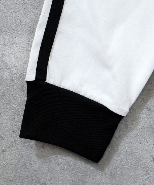 Ritzy(リッツィー)の「oversize sleeve line ringer long sleeve T-shirt/オーバーサイズ 袖ライン フロント刺繍 リンガー ロングスリーブTシャツ レディース メンズ(Tシャツ/カットソー・メンズ・ホワイト系その他/ブラック/ブラック系その他/ホワイト・M/L/XL/S)」の16枚目の写真