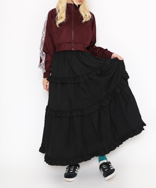 PUNYUS（プニュズ）の「レースラインクロップドトラックジャケット（ジャージ・レディース・ワイン/ブラック/ブルー/グレー・1/2/3/4）」の9枚目の写真