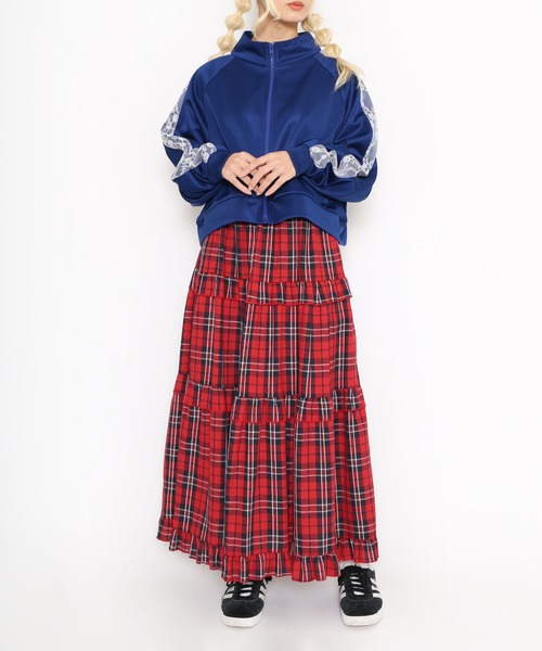 PUNYUS（プニュズ）の「レースラインクロップドトラックジャケット（ジャージ・レディース・ワイン/ブラック/ブルー/グレー・1/2/3/4）」の14枚目の写真