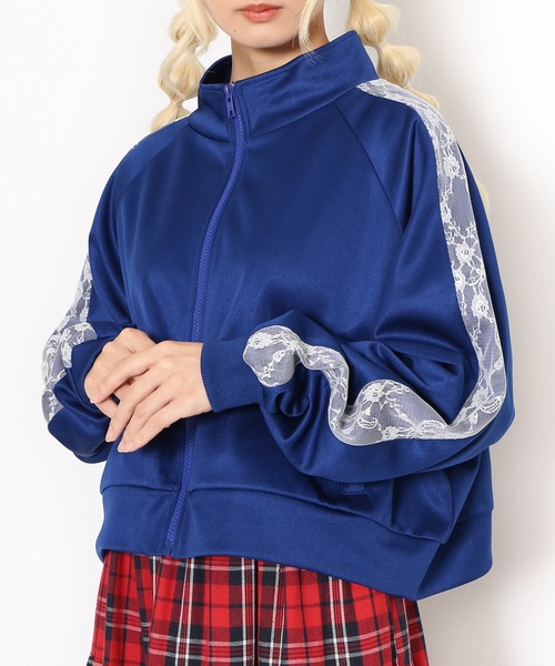 PUNYUS（プニュズ）の「レースラインクロップドトラックジャケット（ジャージ・レディース・ワイン/ブラック/ブルー/グレー・1/2/3/4）」の19枚目の写真