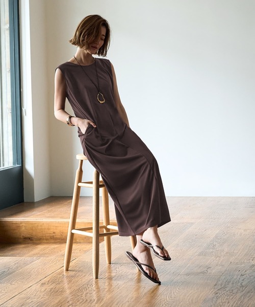 ◆極美品◆ リリアンカラット　チェック柄　ニットタンクワンピース　ブラウン ◇極美品◇ リリアンカラット チェック柄 ニットタンク
