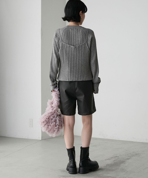 forksy.(フォルクシー)の「【forksy.】2wayキャミレイヤードリブニット/カットアウトショルダーワンピース(ニット/セーター・レディース・杢グレー/アイボリー/ブラウン系・FREE)」の18枚目の写真