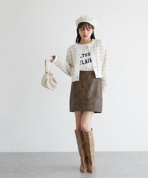 VIS（ビス）の「【洗える】ツイードニットカーディガン（カーディガン/ボレロ・レディース・ベージュ系その他/ブルー系その他/キナリ・FREE）」の6枚目の写真