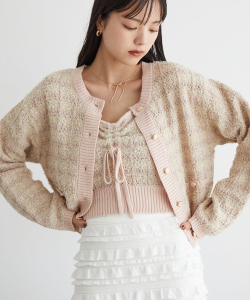 VIS（ビス）の「【洗える】ツイードニットカーディガン（カーディガン/ボレロ・レディース・ベージュ系その他/ブルー系その他/キナリ・FREE）」の8枚目の写真