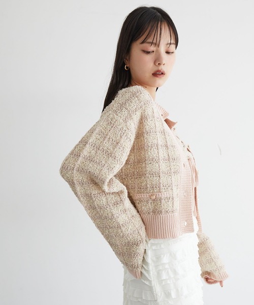VIS（ビス）の「【洗える】ツイードニットカーディガン（カーディガン/ボレロ・レディース・ベージュ系その他/ブルー系その他/キナリ・FREE）」の9枚目の写真