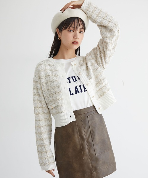 VIS（ビス）の「【洗える】ツイードニットカーディガン（カーディガン/ボレロ・レディース・ベージュ系その他/ブルー系その他/キナリ・FREE）」の10枚目の写真