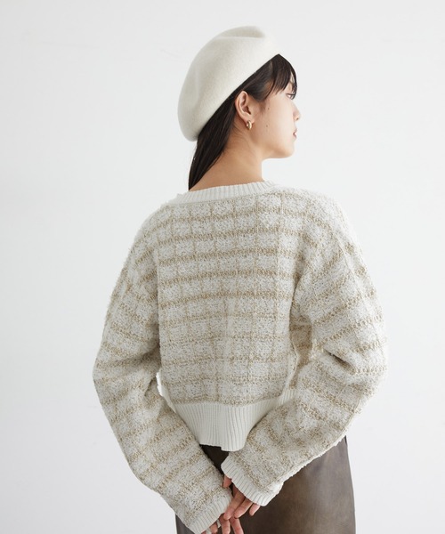 VIS（ビス）の「【洗える】ツイードニットカーディガン（カーディガン/ボレロ・レディース・ベージュ系その他/ブルー系その他/キナリ・FREE）」の11枚目の写真