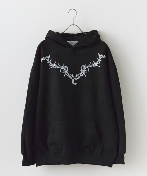 Theater code(シアターコード)の「neck chain design pullover parka / ネックチェーンデザイン プルオーバーパーカー(パーカー・メンズ・グレー/ブラック・3/2)」の1枚目の写真