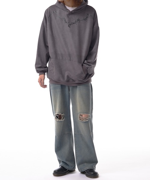 Theater code(シアターコード)の「neck chain design pullover parka / ネックチェーンデザイン プルオーバーパーカー(パーカー・メンズ・グレー/ブラック・3/2)」の17枚目の写真