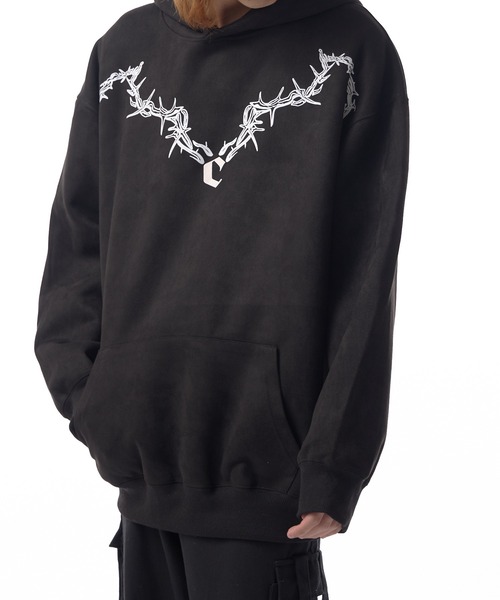 Theater code(シアターコード)の「neck chain design pullover parka / ネックチェーンデザイン プルオーバーパーカー(パーカー・メンズ・グレー/ブラック・3/2)」の3枚目の写真