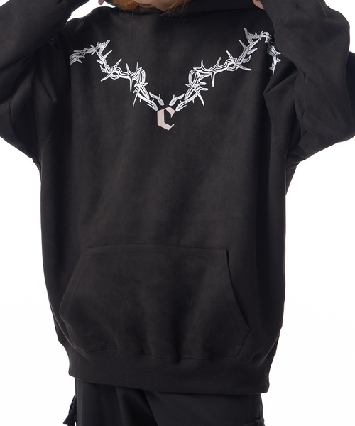 Theater code(シアターコード)の「neck chain design pullover parka / ネックチェーンデザイン プルオーバーパーカー(パーカー・メンズ・グレー/ブラック・3/2)」の5枚目の写真