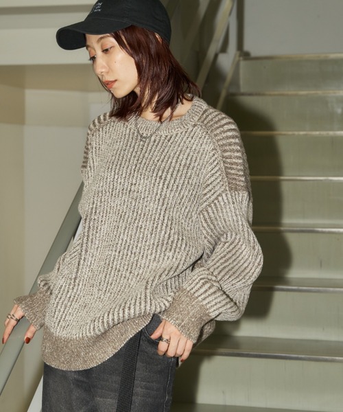 Auntie Rosa Holiday(アンティローザホリデー)の「起毛リブオーバーサイズニット(ニット/セーター・レディース・ベージュ/グレー/ブルー・FREE)」の14枚目の写真