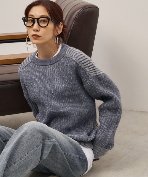 Auntie Rosa Holiday(アンティローザホリデー)の「起毛リブオーバーサイズニット(ニット/セーター・レディース・ベージュ/グレー/ブルー・FREE)」の4枚目の写真
