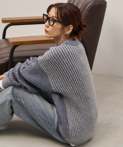Auntie Rosa Holiday(アンティローザホリデー)の「起毛リブオーバーサイズニット(ニット/セーター・レディース・ベージュ/グレー/ブルー・FREE)」の7枚目の写真