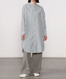 GYMPHLEX | Gymphlex | コットン バンドカラーシャツワンピース STRIPE WOMEN(シャツワンピース)