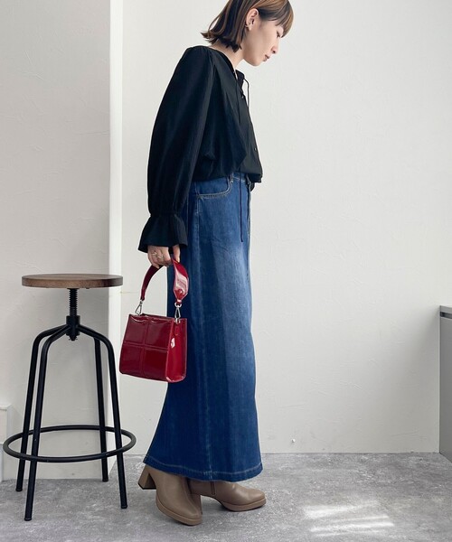 fredy emue（フレディエミュ）の「デニムロングスカート（デニムスカート・レディース・サックスブルー/ブルー・36/38）」の6枚目の写真
