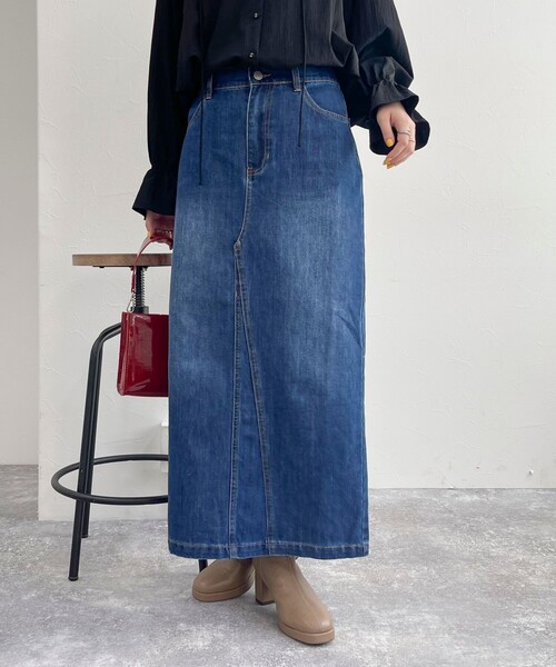 fredy emue（フレディエミュ）の「デニムロングスカート（デニムスカート・レディース・サックスブルー/ブルー・36/38）」の10枚目の写真