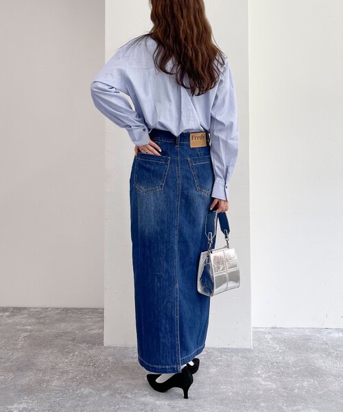 fredy emue（フレディエミュ）の「デニムロングスカート（デニムスカート・レディース・サックスブルー/ブルー・36/38）」の22枚目の写真