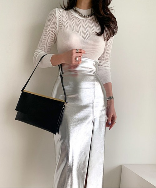 ハーフハイネックメッシュリブニットトップス（ニット/セーター）｜AMAJI（アマジ）