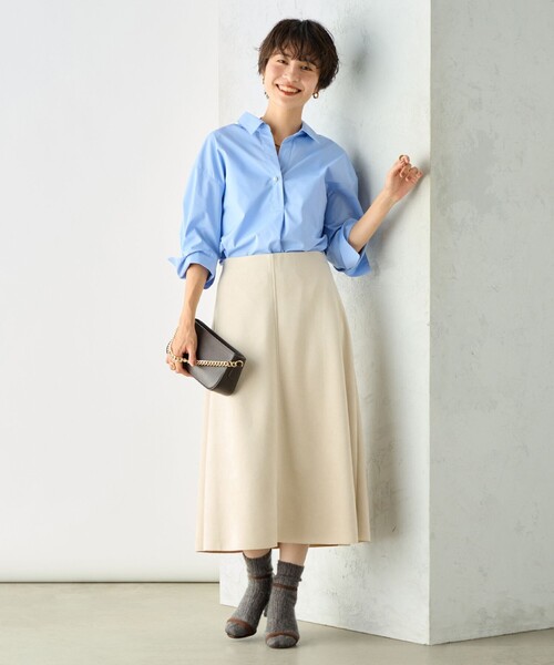 NOLLEY’S Sophi（ノーリーズソフィ）の「スエードダンボールフレアスカート（スカート・レディース・ベージュ/カーキ/サックスブルー・36/38/34）」の19枚目の写真